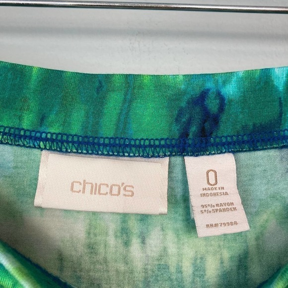CHICO'S Bright Green Blue Striped Tie Dye Tiered Maxi Skirt Elastic Waist Size S - Picture 7 of 12